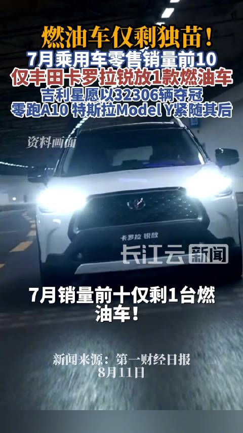 7月销量前十仅一款燃油车