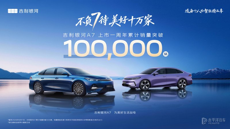 吉利银河A7上市一年销量累计突破10万辆 限时售8.98万起