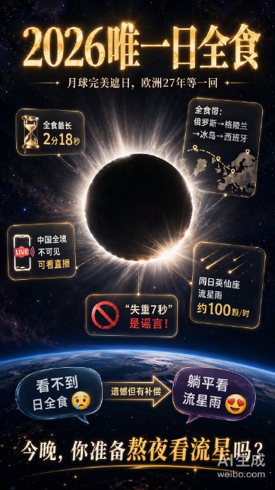 百年一遇！日全食与流星雨同日上演，错过再等19年