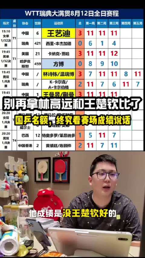 林高远王楚钦非同一时代，国乒名额靠成绩说话