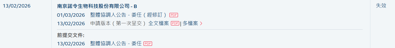 新股消息 | 诺令生物港股IPO招股书失效