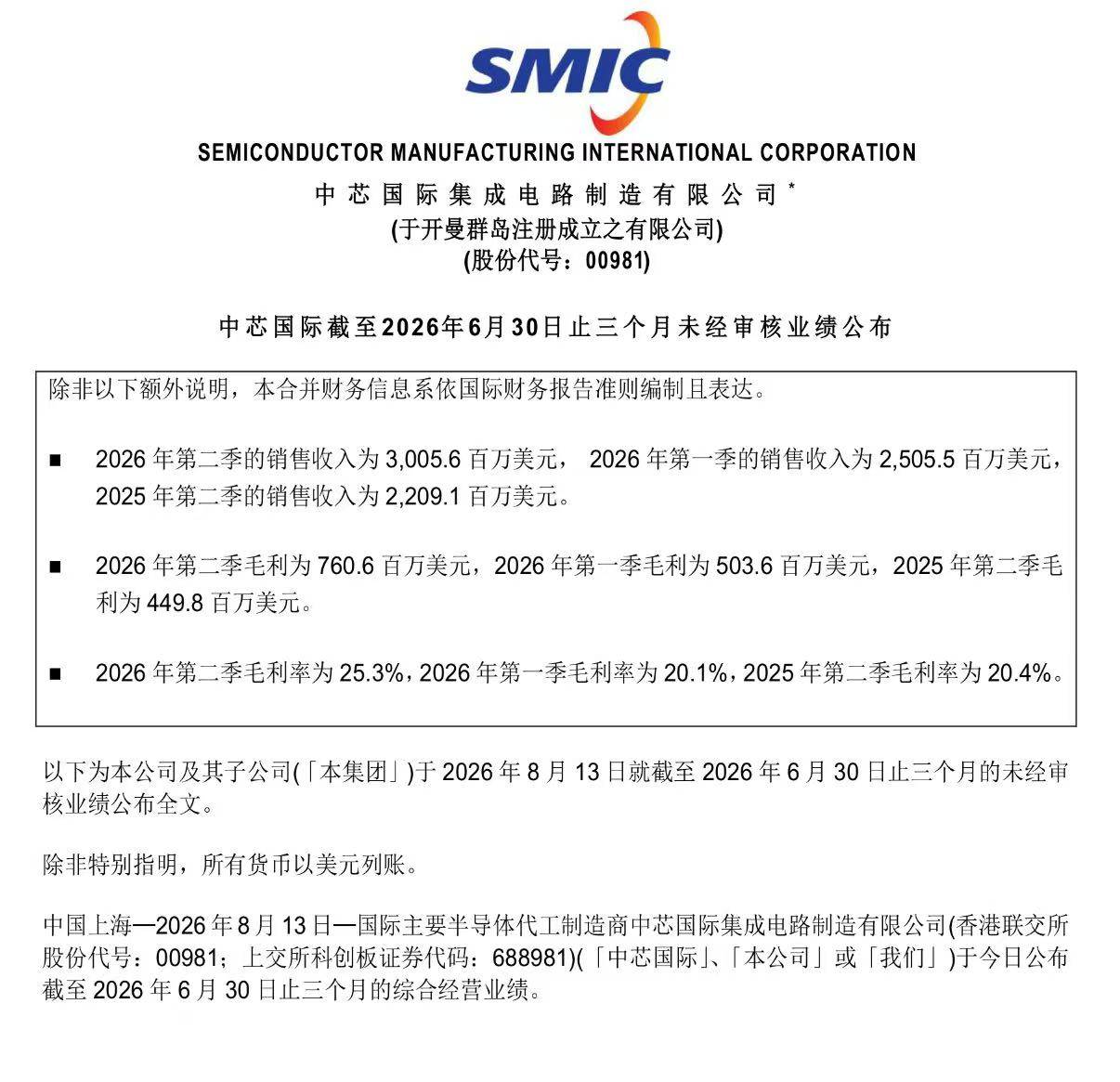 半导体双巨头，最新业绩公布