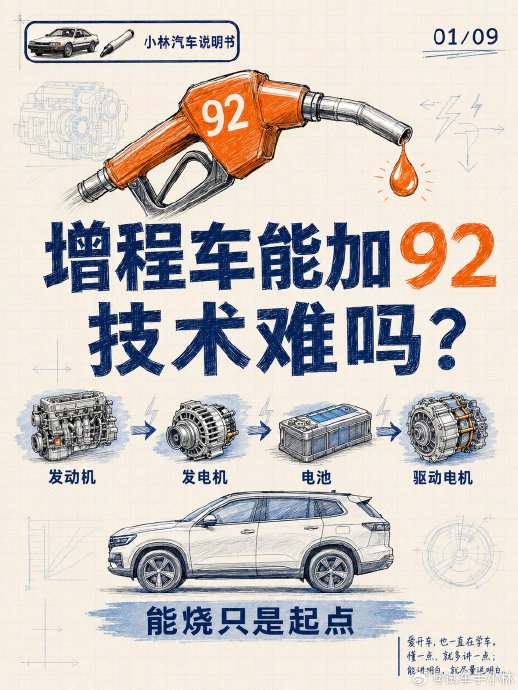 增程车加95号汽油和92号汽油的动力表现有什么区别？