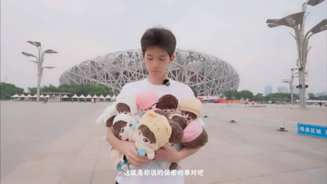 官俊臣去鸟巢打卡带了四代所有棉花娃娃