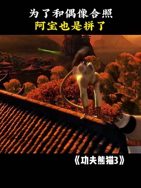为了和偶像合影，阿宝也是拼了 || 功夫熊猫 这是被打闭眼了吧