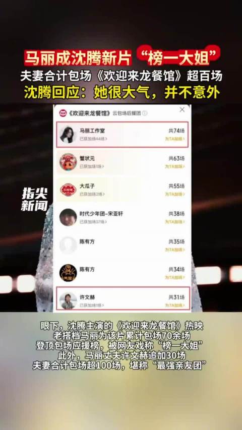 马丽成沈腾新片榜一大姐沈腾回应：她很大气，并不意外