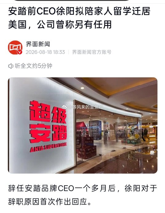 徐阳离职对安踏品牌未来战略有何影响? 徐阳离职对安踏品牌未来战略有何影响?