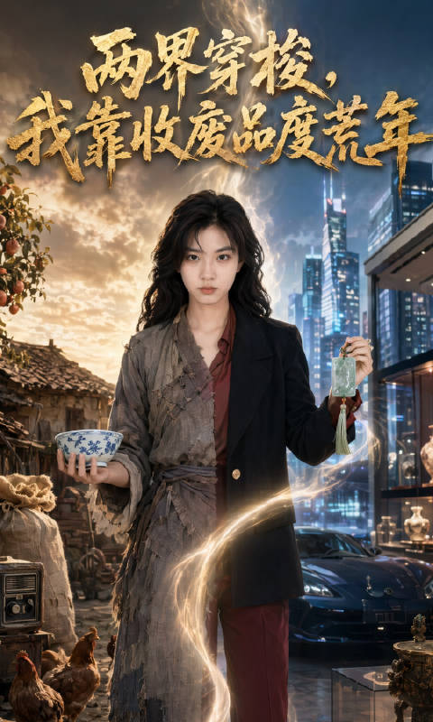 短剧·两界穿梭，我靠收废品度荒年-第44集-荒年之中，张小草因家庭经济困难被迫接受一桩没有感情的婚约。她逃入山中，意外跌