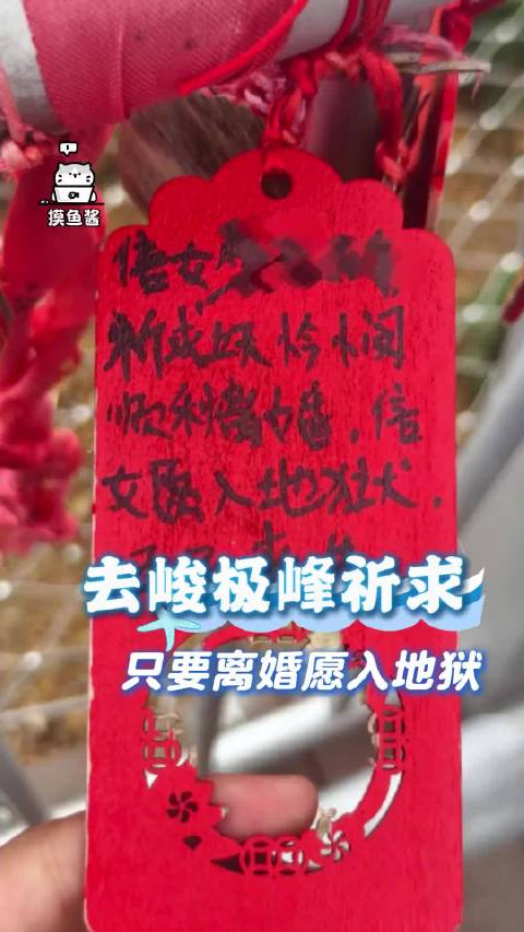 女士在峻极峰写下婚姻决绝语，质疑离婚程序繁琐