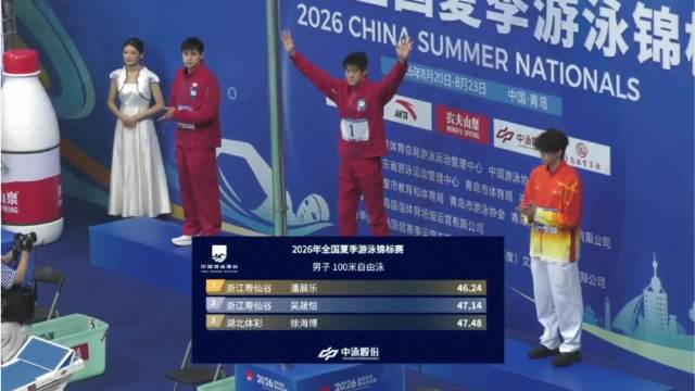 潘展乐2026年全国夏季游泳锦标赛 day4 男子100米自由泳颁奖仪式 完美收官