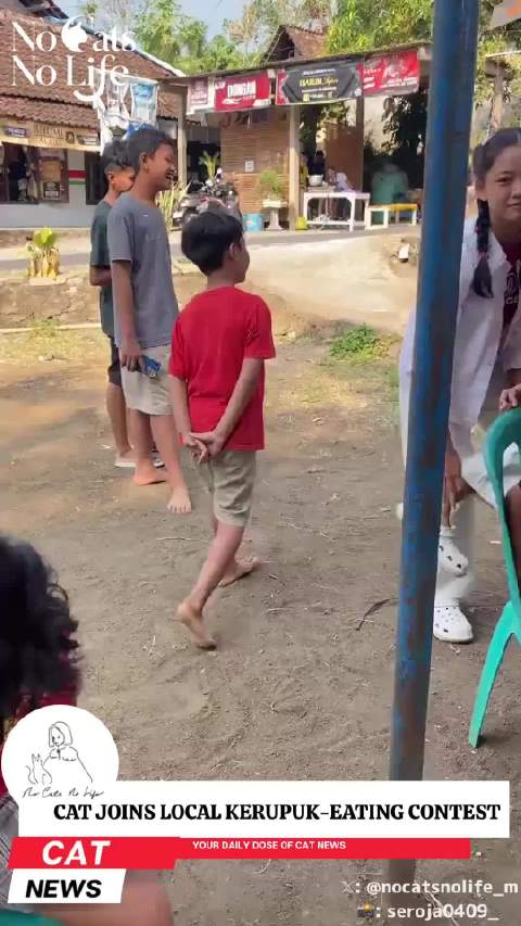 印尼独立日吃脆饼比赛，选手双手背后用嘴争食