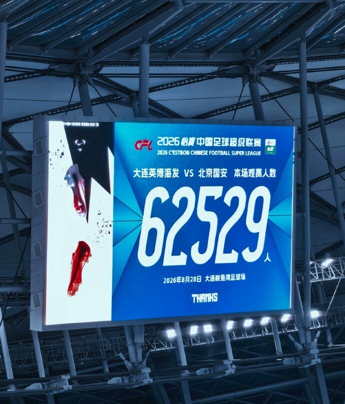 62529人！对阵国安的比赛，大连英博刷新队史主场上座纪录