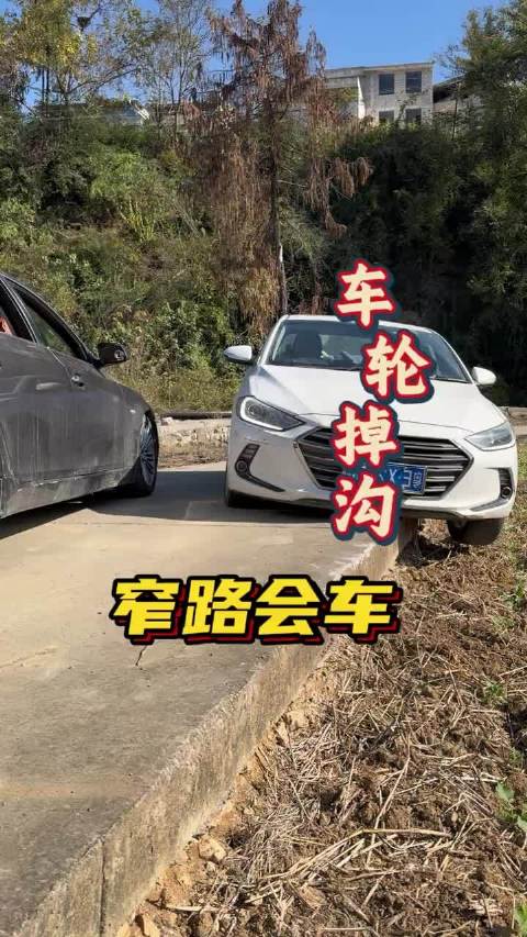 窄路会车时车轮掉沟里了，路边遇小伙求助，老司机现场帮忙 微博跨域计划