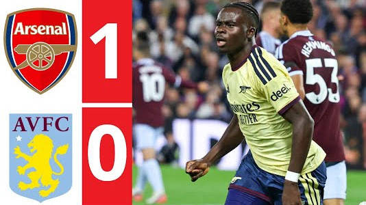 英超第2轮，阿森纳客场1-0击败阿斯顿维拉，萨卡下半时接应卡拉费奥里的助攻…