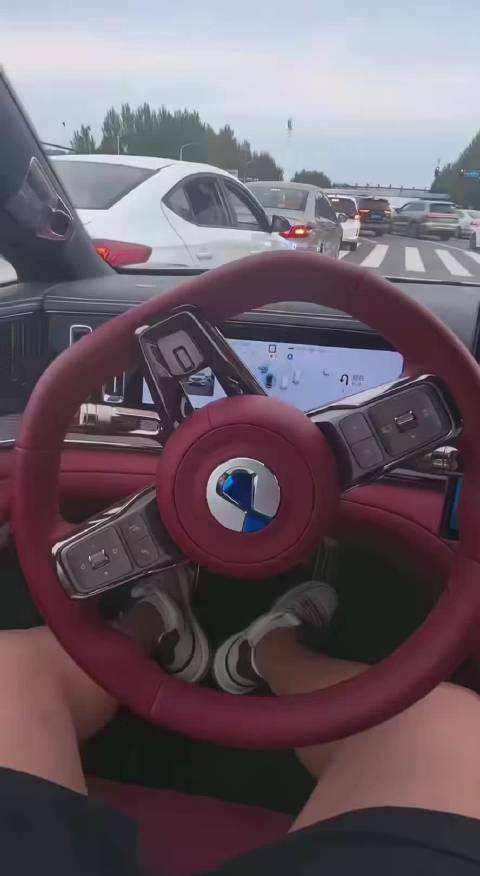 中国产电动汽车智能驾驶越实线并道撞前车