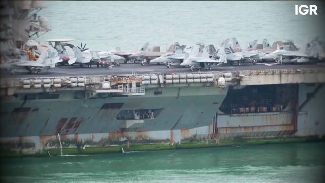 美航母林肯号锈迹斑斑网络走红，停靠芭堤雅引历史讽刺