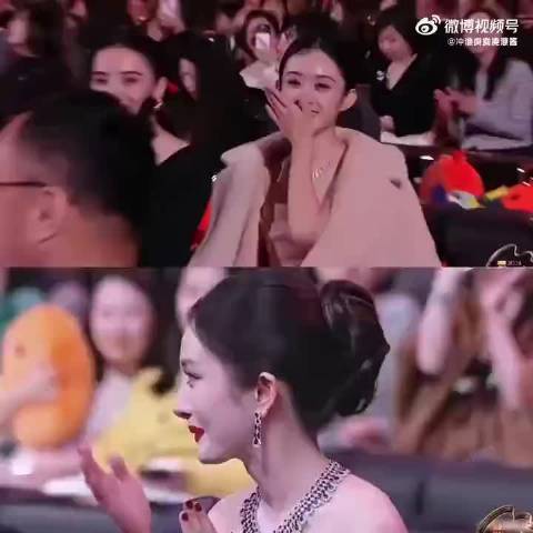 赵丽颖和杨幂微博之夜拿到queen之后本人反应和身边人反应对比