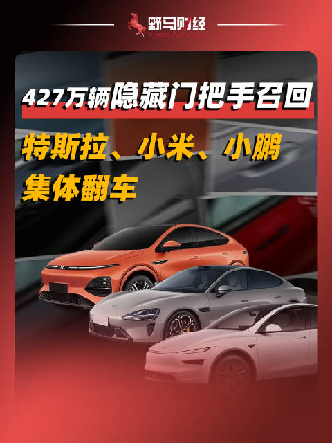 427万辆隐藏门把手召回：特斯拉、小米、小鹏集体翻车新能源汽车