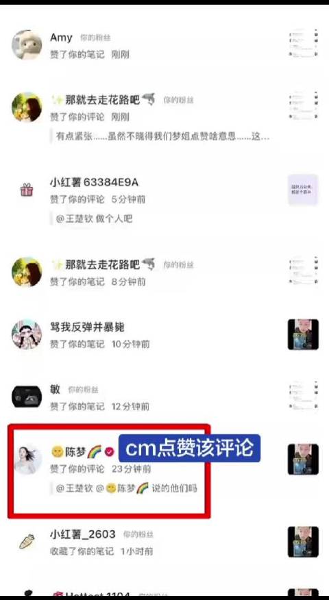 请问该录频中cm点赞的内容是什么