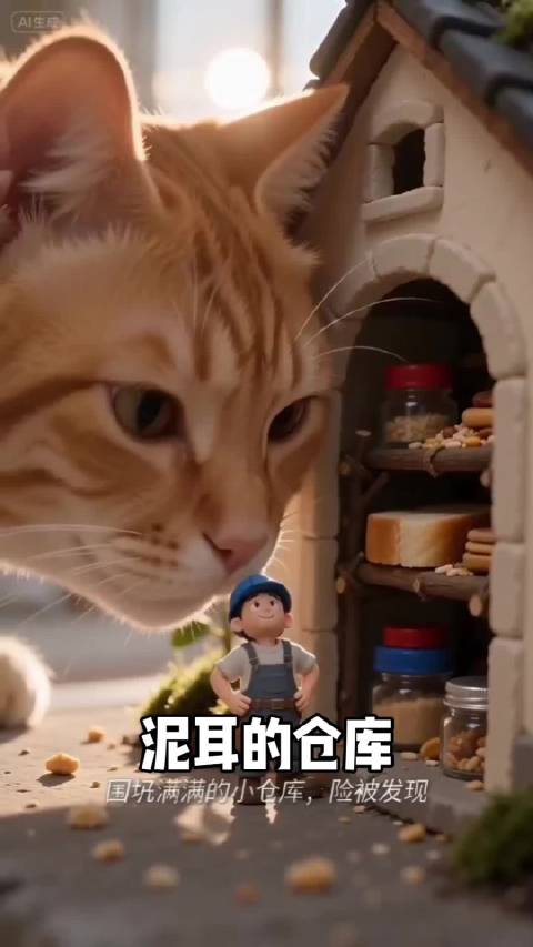泥耳囤积碎屑搭储藏室，欢欢未抢食