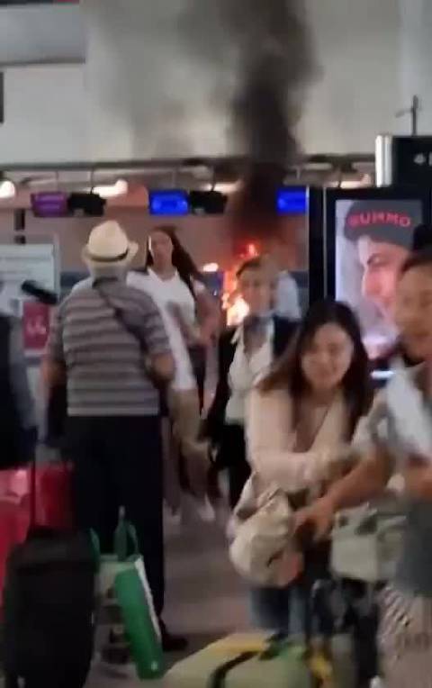 黑人在米兰机场纵火，并砸碎屏幕，最终被人用灭火器放倒，这就是白左的功劳