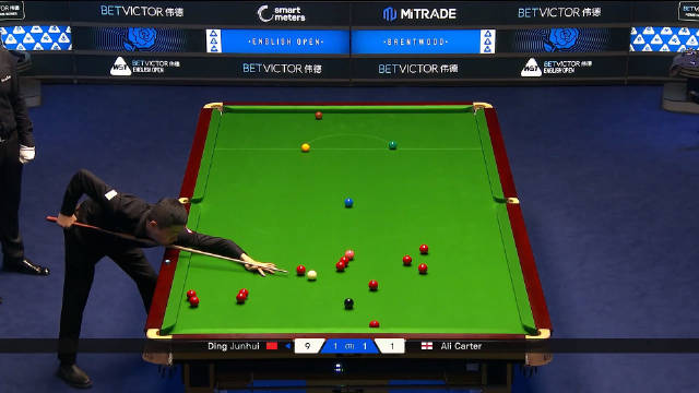 丁俊晖单杆65分胜卡特，英格兰公开赛2-1领先