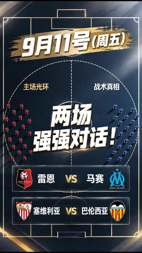 雷恩VS马赛｜塞维利亚VS巴伦西亚，今晚看点拉满 周五两场重量级较量，两场德比风格对决。聊聊两队近期状态，主场优势与阵容
