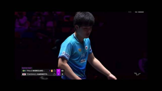 莫雷加德4比3险胜张本智和，小莫庆祝动作太搞笑