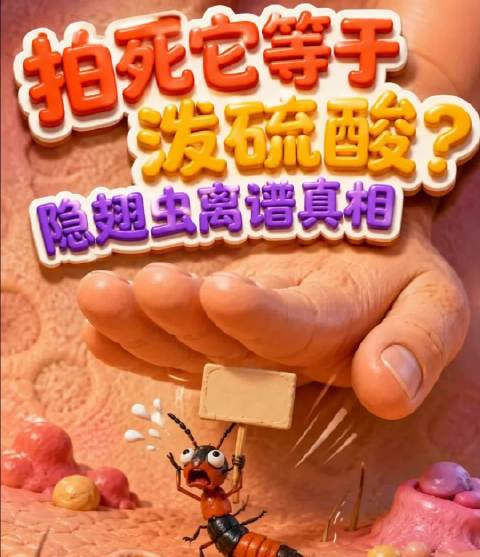 隐翅虫体内藏强酸毒液，拍碎如硫酸灼伤需冲洗就医