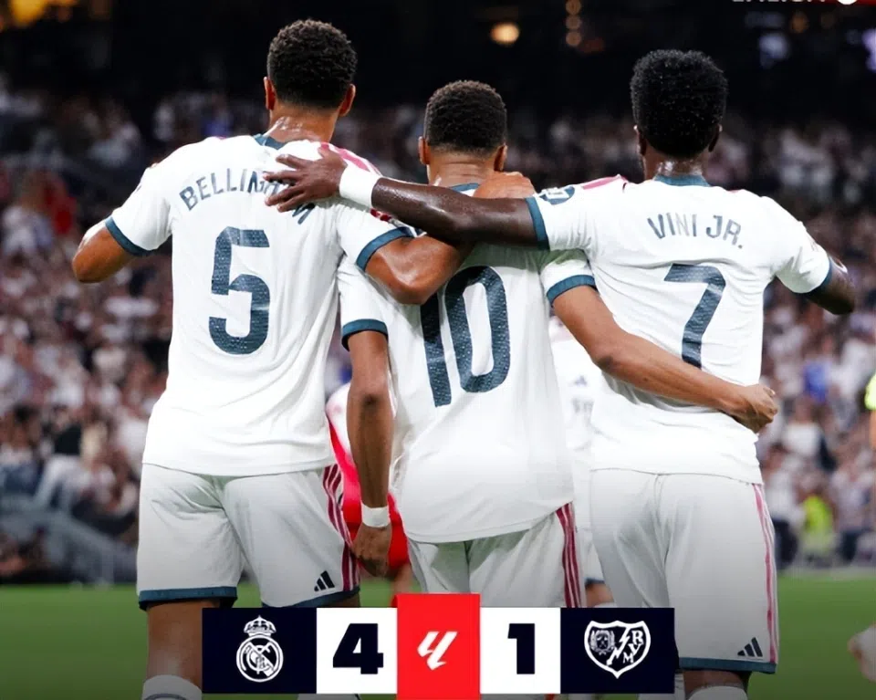 4-1大胜！皇马紧追巴萨：西甲主场连续4场轰4球 姆巴佩造3球5轮6球
