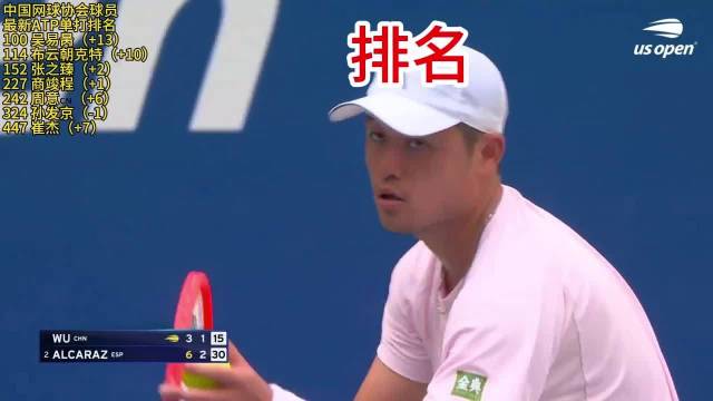 ATP最新排名公布，吴易昺布云朝克特等中国球员上升