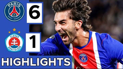 PSG vs Slovan Bratislava (6-1) …