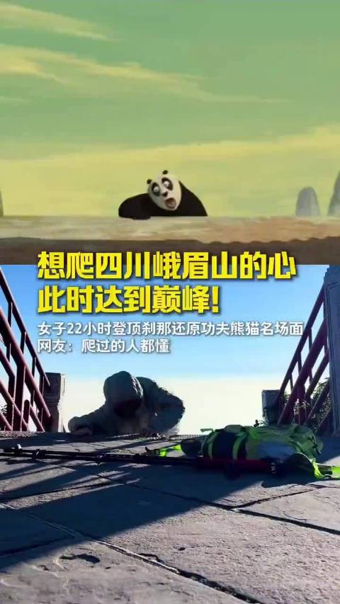 女子登峨眉山还原功夫熊猫名场面