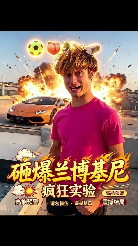 国外小伙砸爆兰博基尼疯狂实验搞笑视频