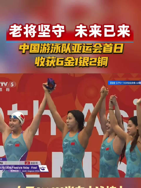 亚运会首日中国泳队6金1银2铜，汪顺摘铜徐嘉余三连冠于子迪夺金