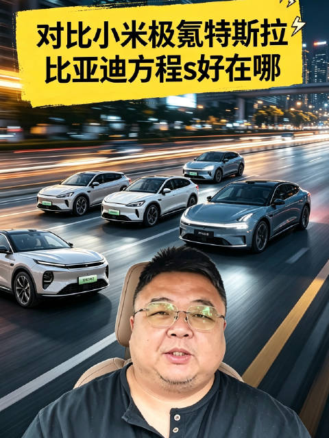 对比一下比亚迪新推出的方程s，以及小米SU7、极氪007、特斯拉Model3…