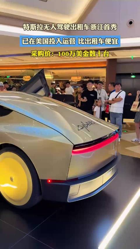 特斯拉无人驾驶出租车浙江首秀，无方向盘 脚踏板后视镜，比出租车便宜