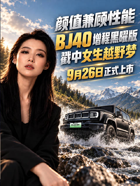 颜值兼顾性能，BJ40增程黑曜版戳中女生越野梦｜9月26日正式上市