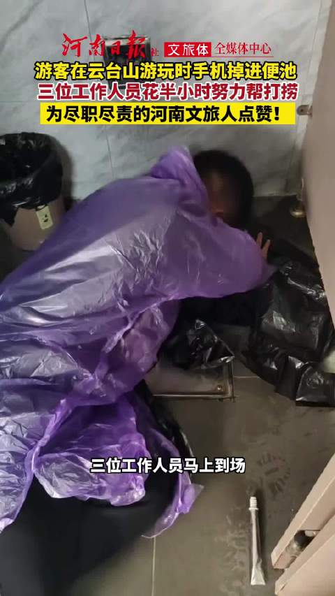 游客手机掉便池河南景区人员帮打捞
