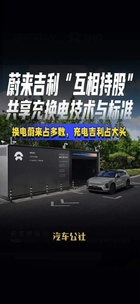 蔚来吉利“互相持股” 共享充换电技术与标准 换电蔚来占多数，充电吉利占大头