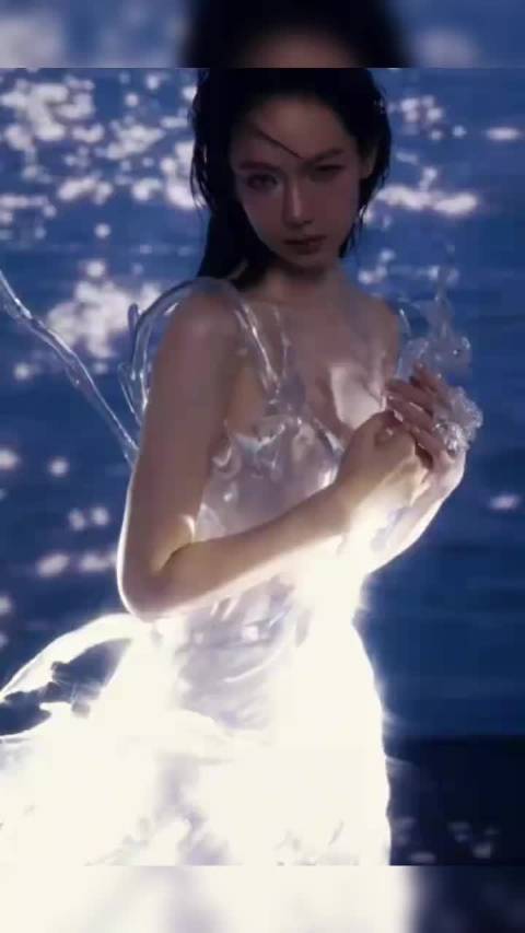 戚薇穿16公斤3D打印水花裙，定格泼水瞬间