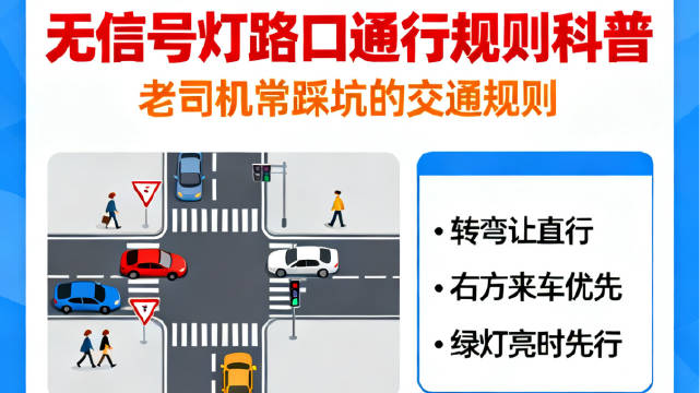 很多老司机都踩坑，无信号灯路口通行规则科普