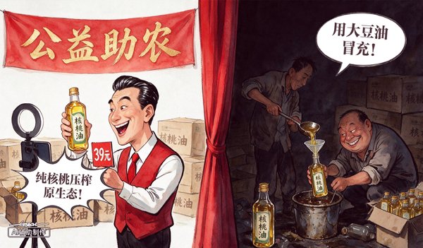 漫画丨台前喊的是助农，幕后灌的是假油