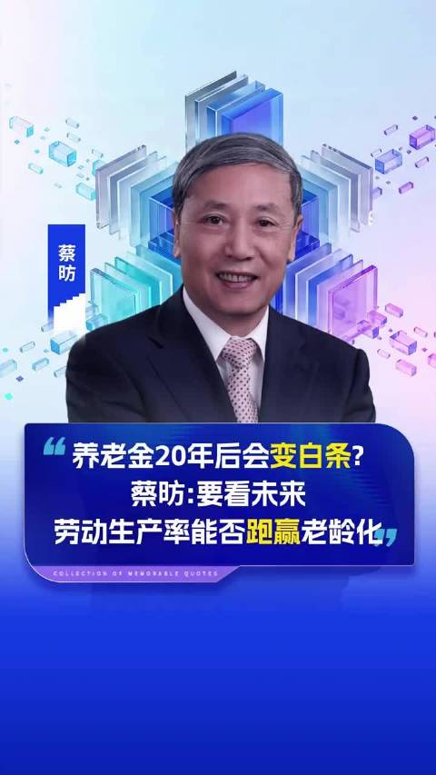 养老金20年后会变白条？蔡昉：要看未来劳动生产率能否跑赢老龄化