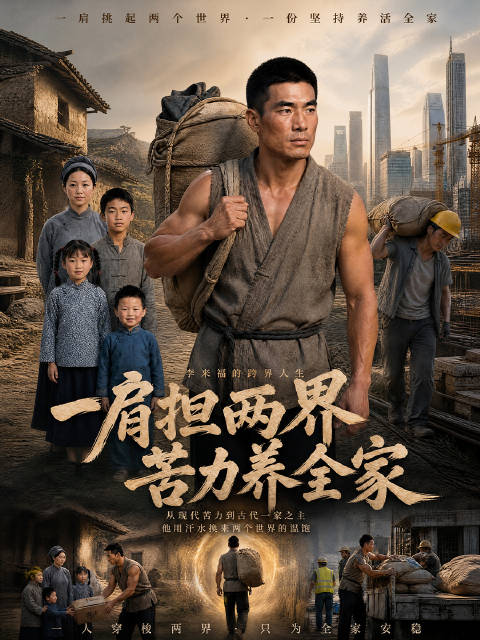 短剧·一肩担两界，苦力养全家-第2集-古代乱世苦力李来福，家境贫寒至极，老母重病、妻儿饥寒交迫，在边防城墙拉石为生。一次