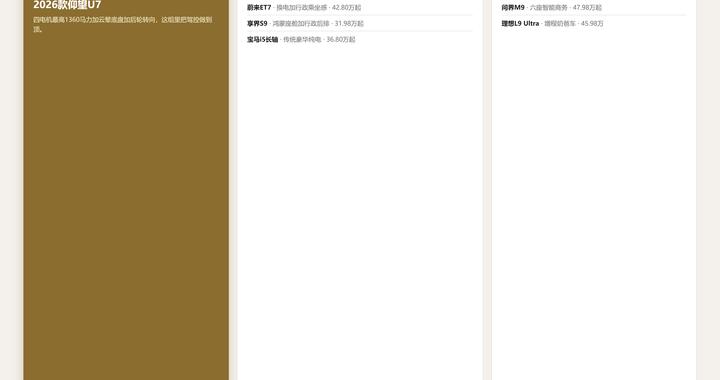 2026豪华新能源：6品牌按场景分享