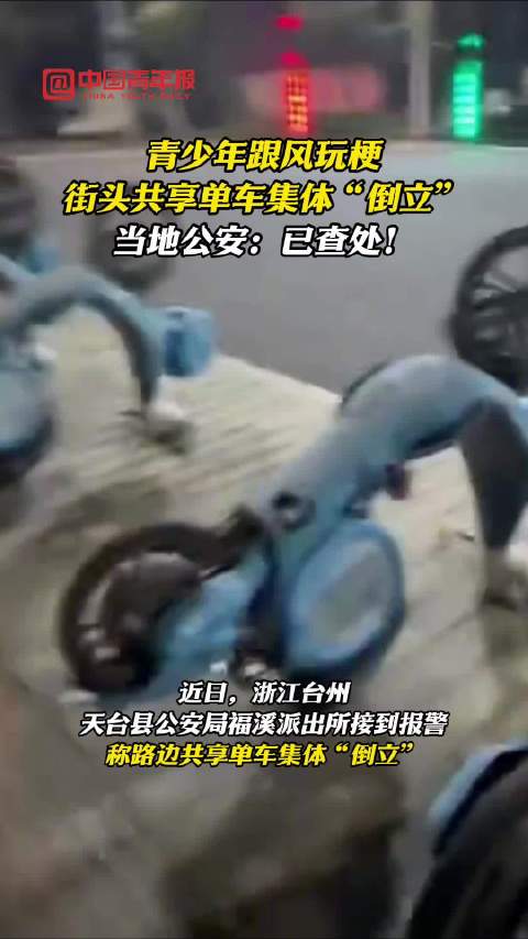 共享电单车被倒立来自网络烂梗