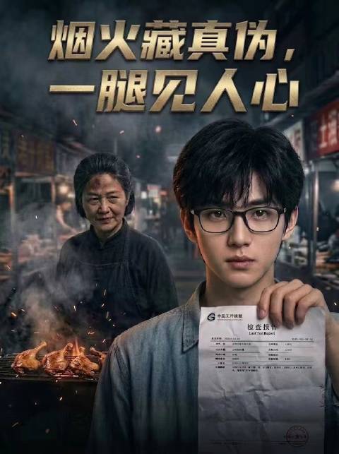 短剧·烟火藏真伪，一腿见人心-第27集-大学城网红小吃街里，一款特色烤腿广受学生追捧，摊位前常年客流不断。水木大学理科生