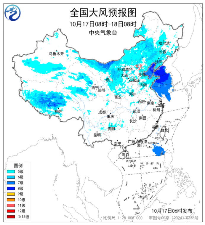 今天北京局地暴雨，雨后北风劲吹