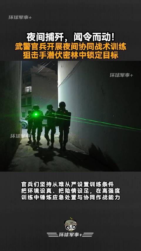 武警官兵开展夜间协同战术训练，狙击手潜伏密林锁定目标
